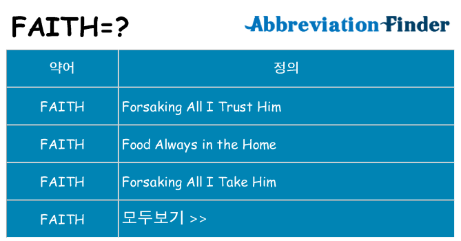 faith 대 한 무엇을 서가