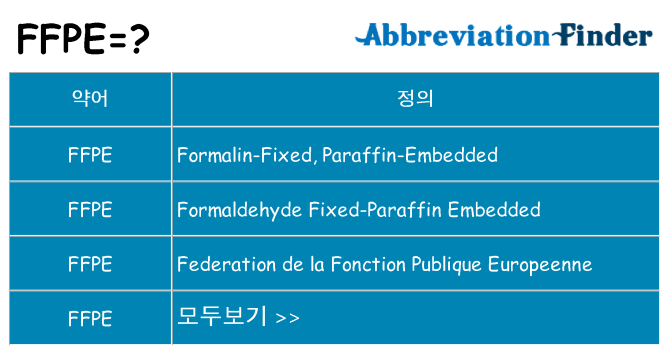 ffpe 대 한 무엇을 서가