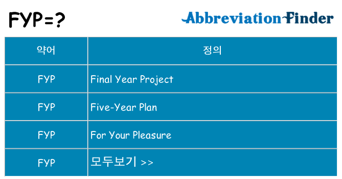 fyp 대 한 무엇을 서가