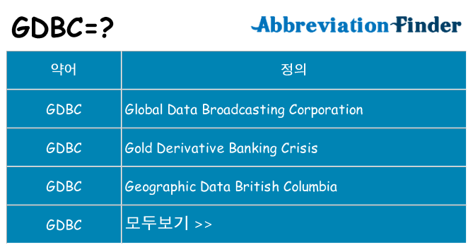 gdbc 대 한 무엇을 서가