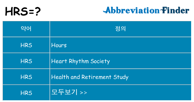 hrs 대 한 무엇을 서가