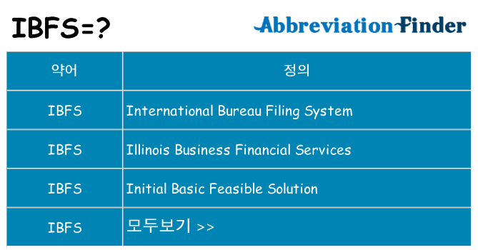 ibfs 대 한 무엇을 서가