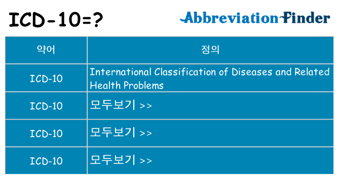 icd-10 대 한 무엇을 서가
