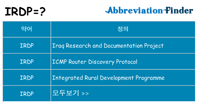 irdp 대 한 무엇을 서가