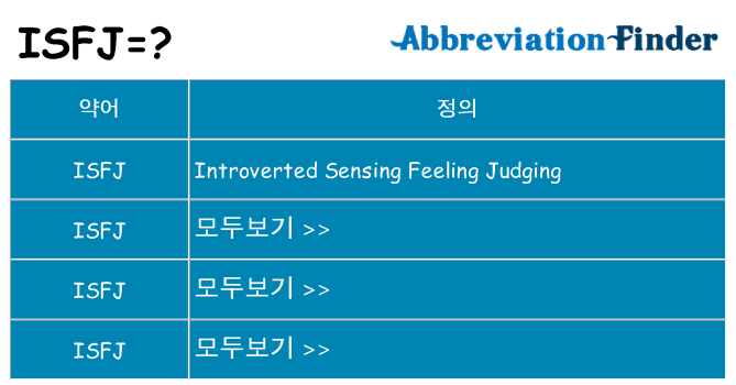 isfj 대 한 무엇을 서가