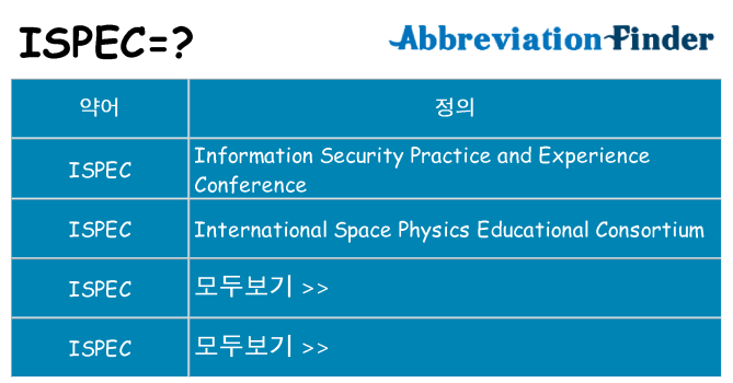 ispec 대 한 무엇을 서가