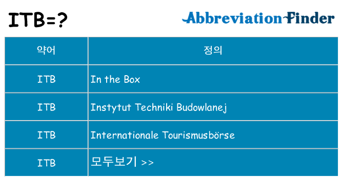 itb 대 한 무엇을 서가
