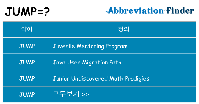 jump 대 한 무엇을 서가