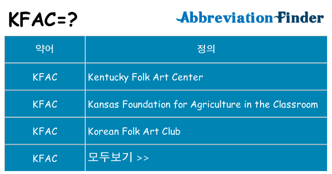 kfac 대 한 무엇을 서가
