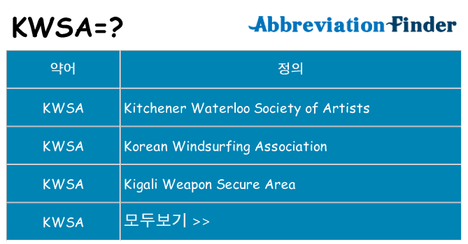 kwsa 대 한 무엇을 서가