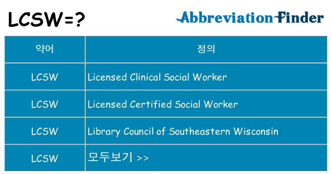 lcsw 대 한 무엇을 서가
