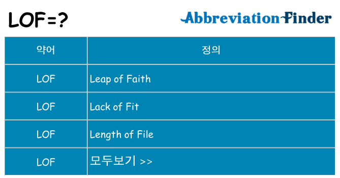 lof 대 한 무엇을 서가
