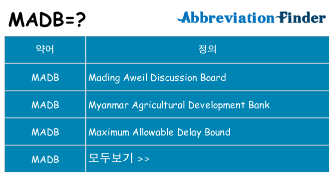 madb 대 한 무엇을 서가