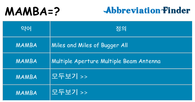 mamba 대 한 무엇을 서가