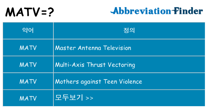 matv 대 한 무엇을 서가
