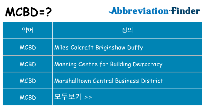 mcbd 대 한 무엇을 서가