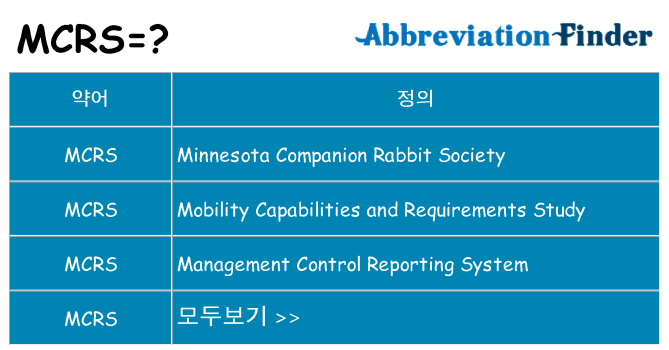 mcrs 대 한 무엇을 서가