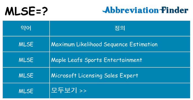 mlse 대 한 무엇을 서가