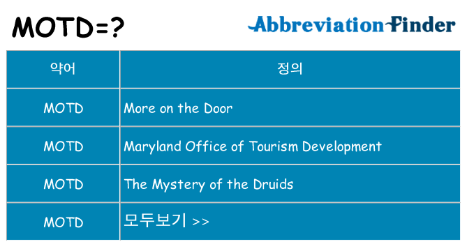 motd 대 한 무엇을 서가