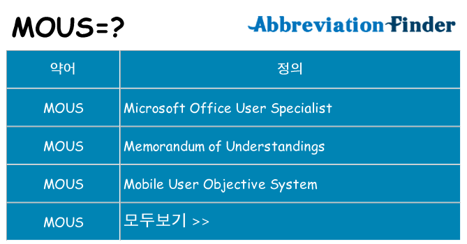 mous 대 한 무엇을 서가
