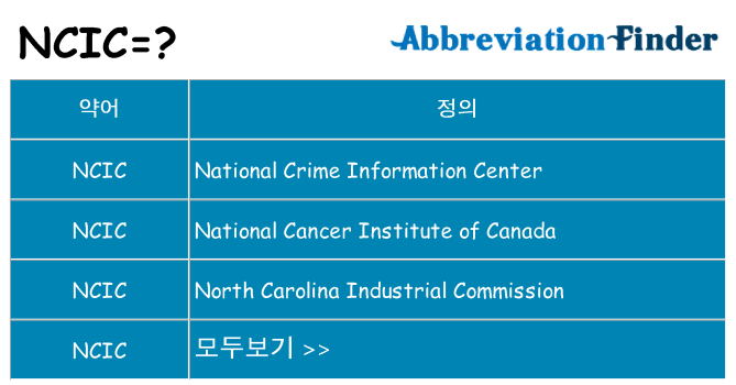 ncic 대 한 무엇을 서가