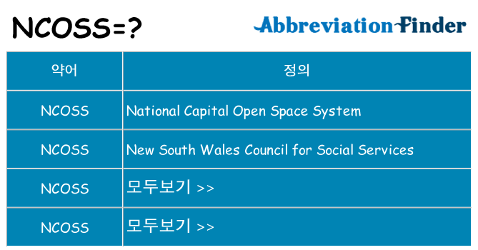 ncoss 대 한 무엇을 서가