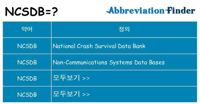 ncsdb 대 한 무엇을 서가