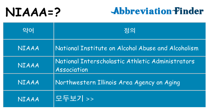 niaaa 대 한 무엇을 서가