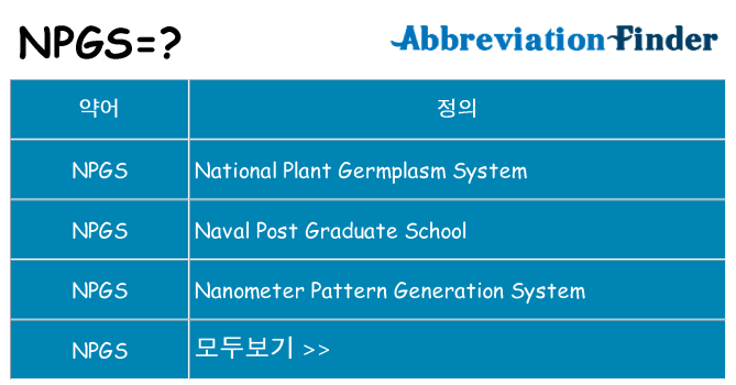 npgs 대 한 무엇을 서가