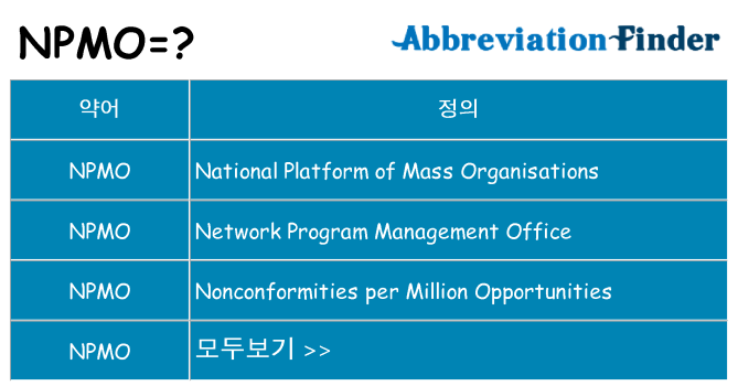 npmo 대 한 무엇을 서가