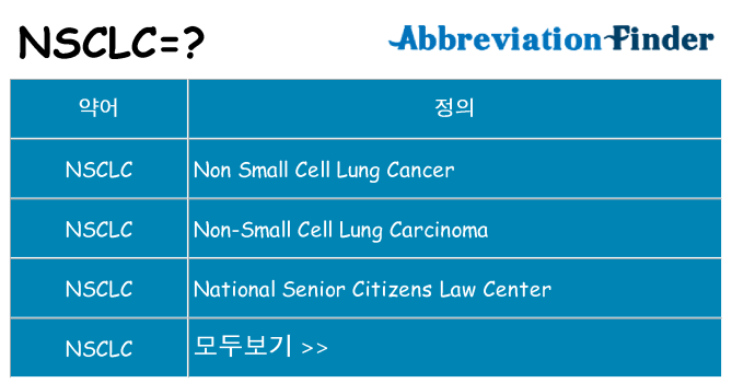 nsclc 대 한 무엇을 서가