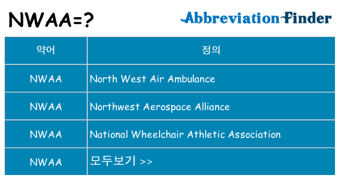 nwaa 대 한 무엇을 서가
