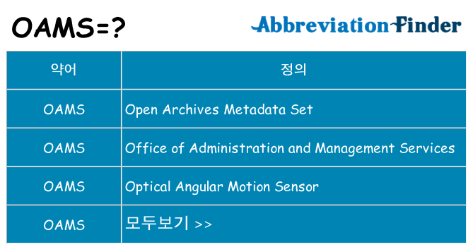 oams 대 한 무엇을 서가