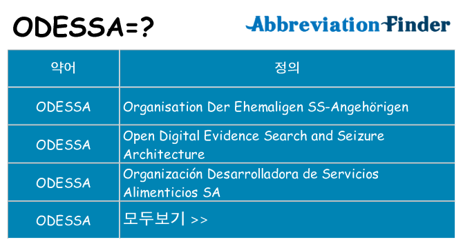 odessa 대 한 무엇을 서가
