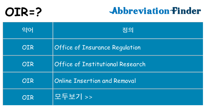 oir 대 한 무엇을 서가