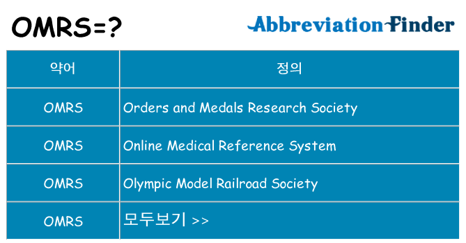 omrs 대 한 무엇을 서가