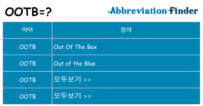 ootb 대 한 무엇을 서가