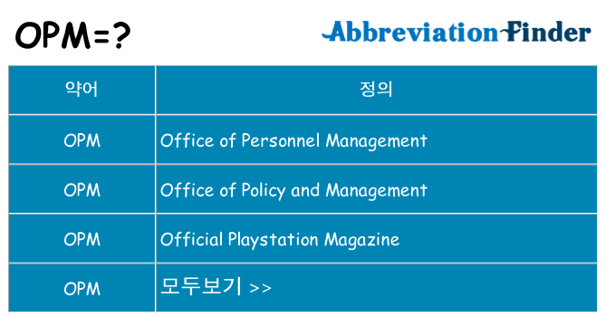 opm 대 한 무엇을 서가