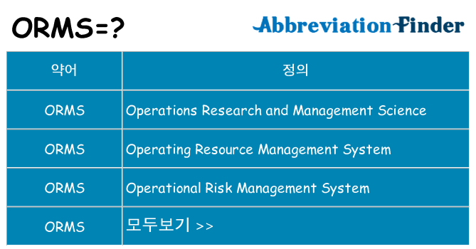 orms 대 한 무엇을 서가