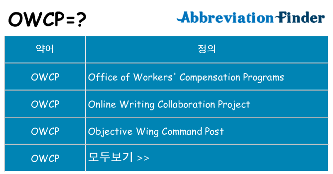owcp 대 한 무엇을 서가