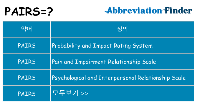 pairs 대 한 무엇을 서가