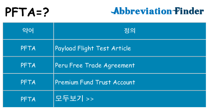 pfta 대 한 무엇을 서가