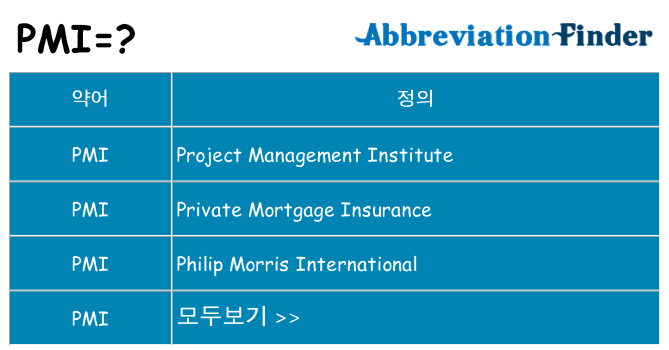 pmi 대 한 무엇을 서가