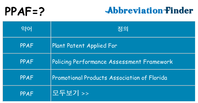 ppaf 대 한 무엇을 서가