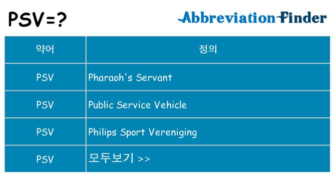 psv 대 한 무엇을 서가