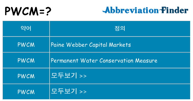 pwcm 대 한 무엇을 서가