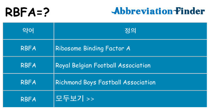 rbfa 대 한 무엇을 서가
