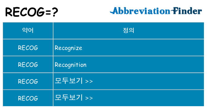 recog 대 한 무엇을 서가