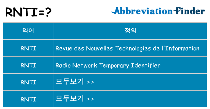 rnti 대 한 무엇을 서가