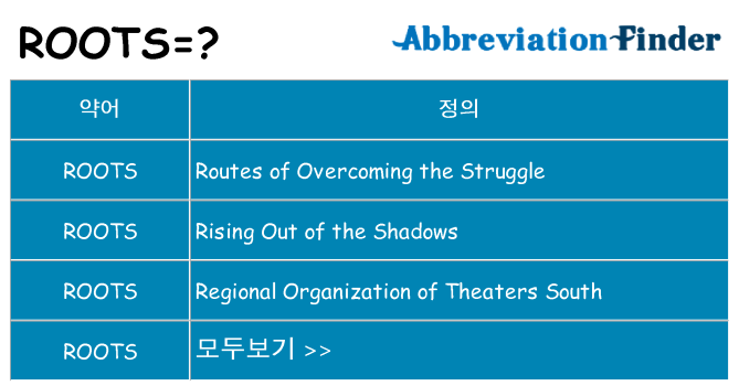 roots 대 한 무엇을 서가
